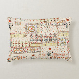 Seamless beautiful mughal floral with ethnic paisl accent pillow
