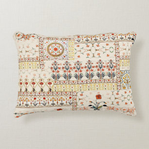 Seamless beautiful mughal floral with ethnic paisl accent pillow