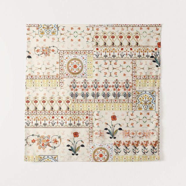 Seamless beautiful mughal floral with ethnic paisl tapestry (Front)