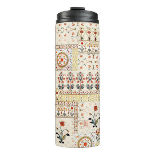 Seamless beautiful mughal floral with ethnic paisl thermal tumbler