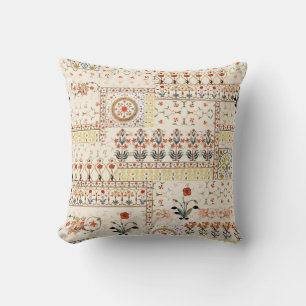 Seamless beautiful mughal floral with ethnic paisl throw pillow