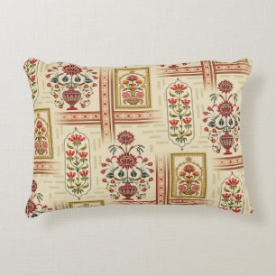Seamless beautiful mughal flower motif with patter accent pillow