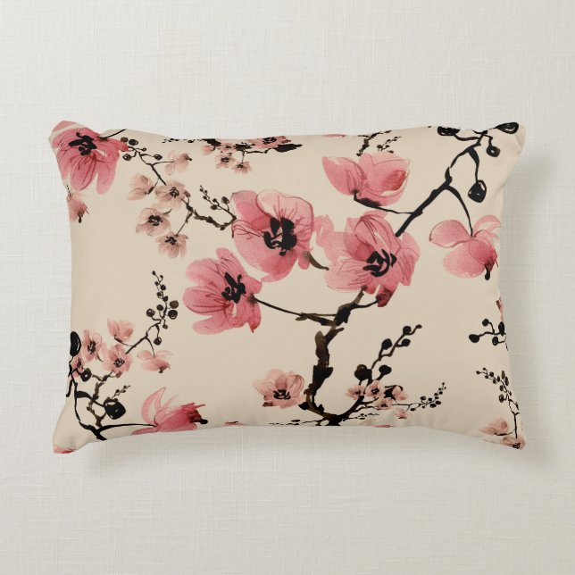 Seamless beautiful print of watercolor flowers. St Accent Pillow (Front)