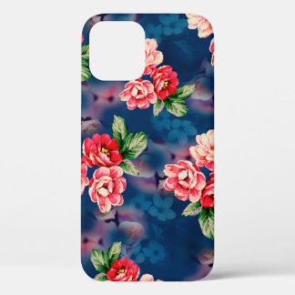 Seamless beautiful watercolor flower bouquet with  iPhone 12 case