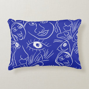 Seamless beauty face one line drawing isolated on accent pillow