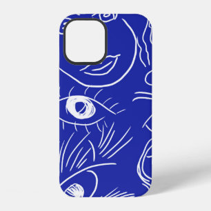 Seamless beauty face one line drawing isolated on iPhone 12 case
