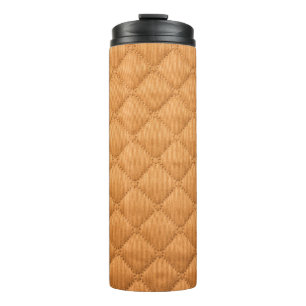 Seamless beige background of square shape, texture thermal tumbler