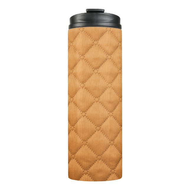 Seamless beige background of square shape, texture thermal tumbler (Front)