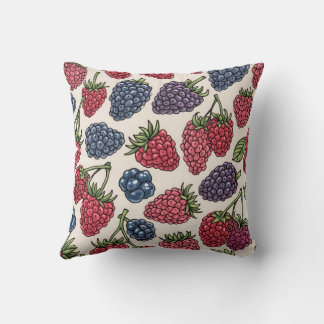 Seamless Berry Pattern Throw Cushion