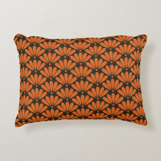 Seamless black and bronze orange oriental floral p accent pillow