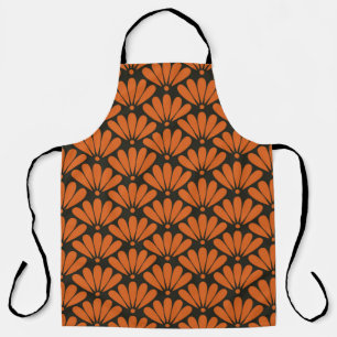 Seamless black and bronze orange oriental floral p apron
