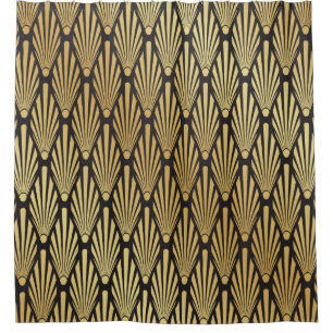 Seamless black and gold Art Deco palm leaf pattern