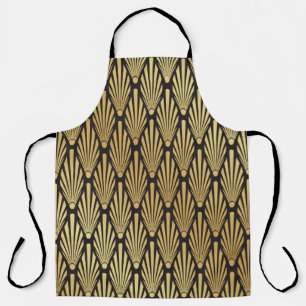 Seamless black and gold Art Deco palm leaf pattern Apron