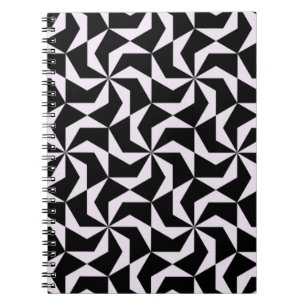 Seamless Black and Pink Abstract Geometric Hexagon Notebook