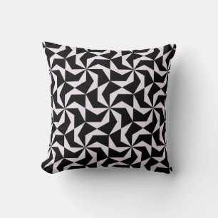 Seamless Black and Pink Abstract Geometric Hexagon Throw Pillow