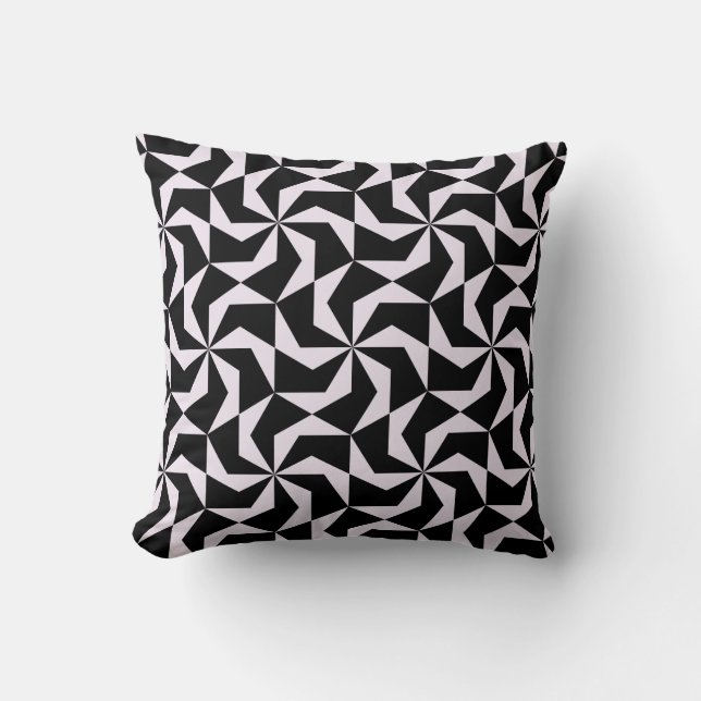 Seamless Black and Pink Abstract Geometric Hexagon Throw Pillow (Front)