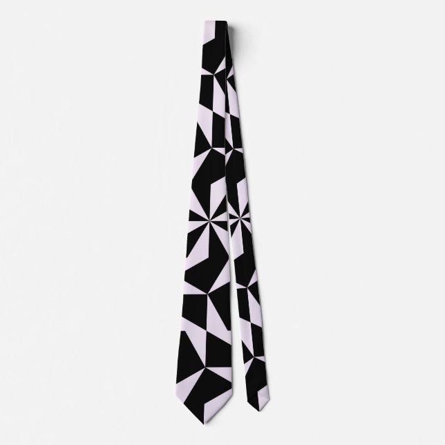 Seamless Black and Pink Abstract Geometric Hexagon Tie (Front)