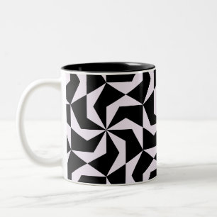 Seamless Black and Pink Abstract Geometric Hexagon Two-Tone Coffee Mug