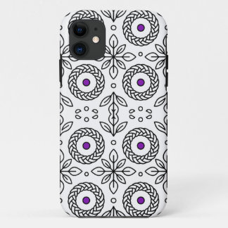 Seamless Black and White Line Art Pattern iPhone 11 Case