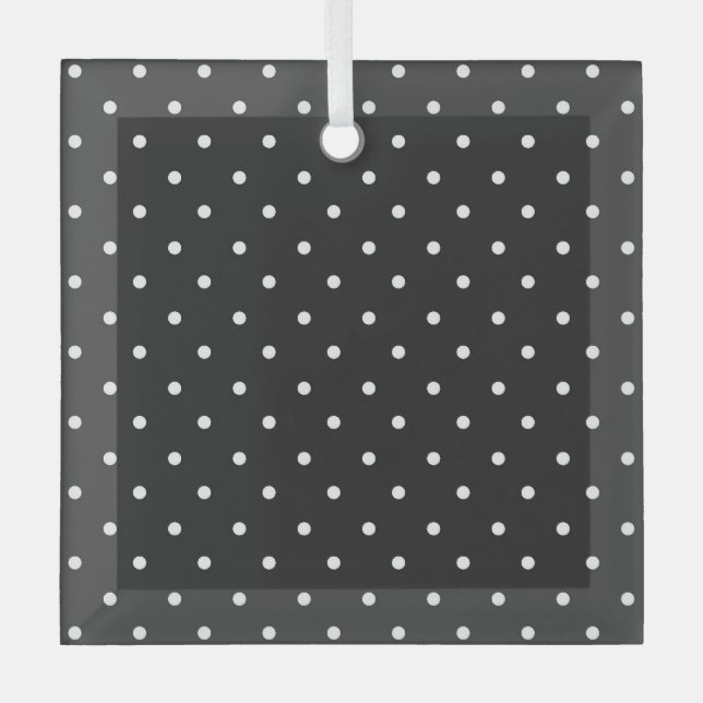 Seamless black and white polka dot pattern  glass ornament (Front)