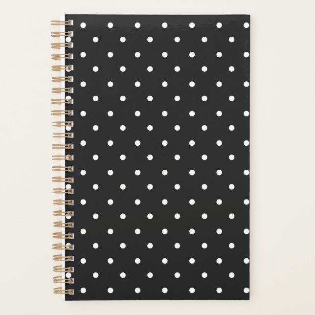 Seamless black and white polka dot pattern  planner (Front)