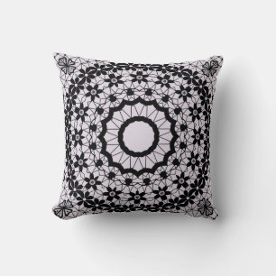 Seamless black lace lacy retro ornamental romantic throw pillow