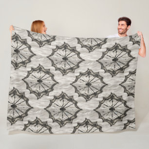 Seamless Black Lace Spider Web Pattern on White – Fleece Blanket