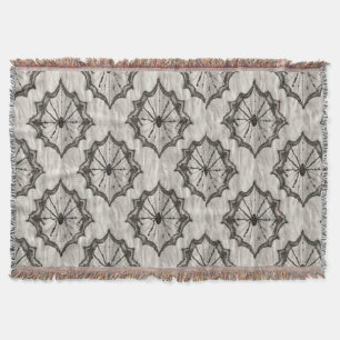 Seamless Black Lace Spider Web Pattern on White – Throw Blanket