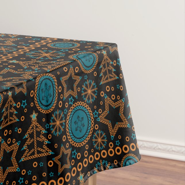 Seamless black Merry Christmas ornamental decor tr Tablecloth (In Situ)