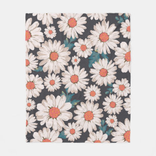 Seamless Blossom Daisy Flower Pattern Fleece Blanket