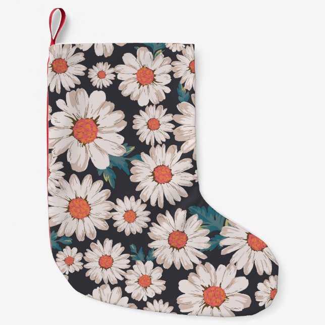 Seamless Blossom Daisy Flower Pattern Small Christmas Stocking (Front)