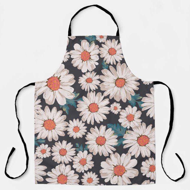 seamless blossom flower, daisy print pattern backg apron (Front)
