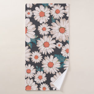 seamless blossom flower, daisy print pattern backg bath towel