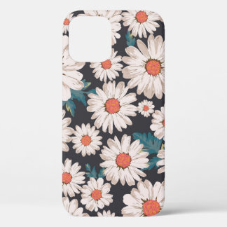 seamless blossom flower, daisy print pattern backg iPhone 12 case