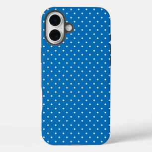 Seamless blue background polka dot pattern  iPhone 16 plus case
