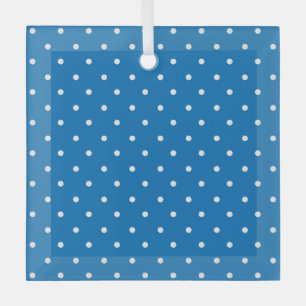 Seamless blue background polka dot pattern glass ornament