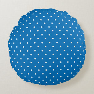 Seamless blue background polka dot pattern  round pillow