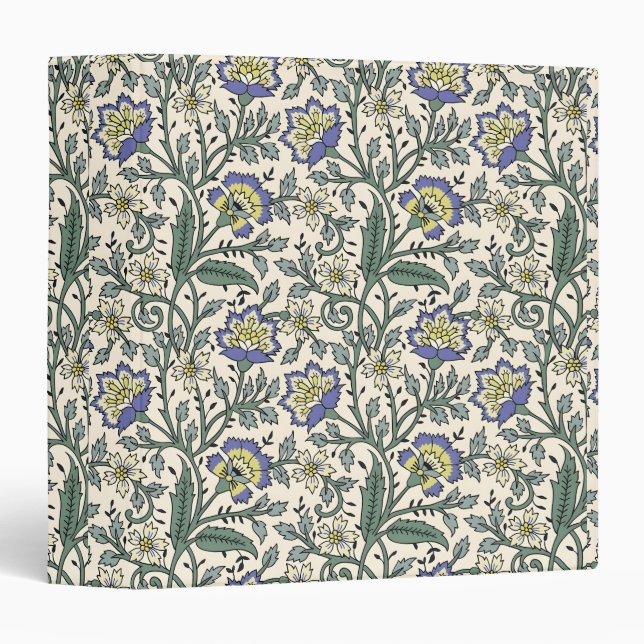 Seamless blue, yellow, and white floral pattern  binder (Front/Spine)