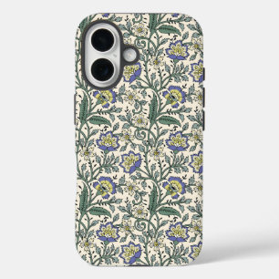 Seamless blue, yellow, and white floral pattern iPhone 16 case