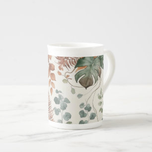 Seamless boho botanical pattern Flowers Bone China Mug