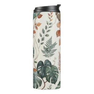 Seamless boho botanical pattern Flowers  Thermal Tumbler