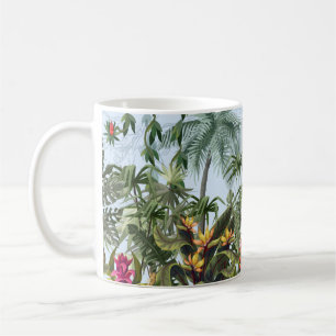 Seamless border with jungle trees and flowers. Vin Coffee Mug