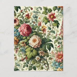 Seamless Botanical Floral Pattern Holiday Postcard