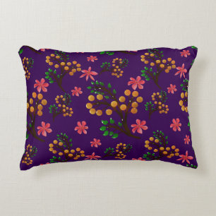 Seamless botanical pattern with cute fruit branch  accent pillow