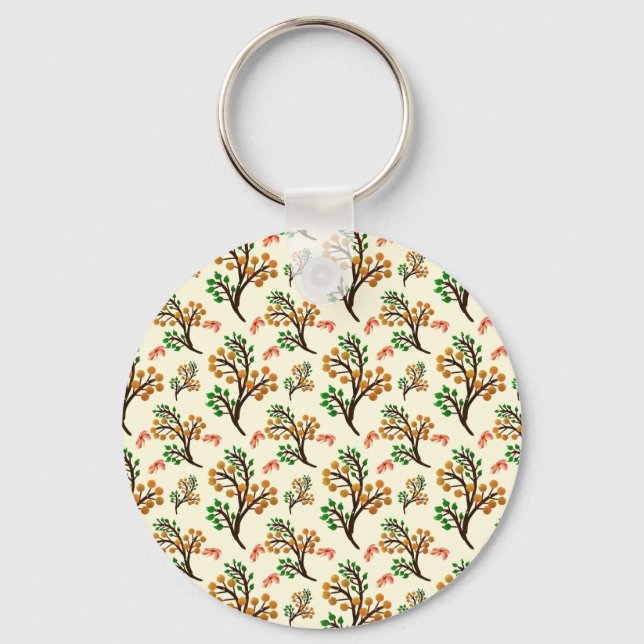 Seamless botanical pattern with cute fruit branch  keychain (Front)