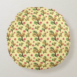 Seamless botanical pattern with cute fruit branch  round pillow