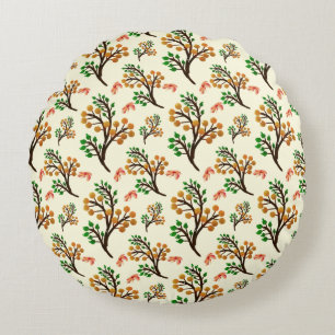 Seamless botanical pattern with cute fruit branch round pillow