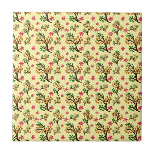 Seamless botanical pattern with cute fruit branch  tile