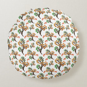 Seamless Botanical Pattern with Flowers   Cute Nat Round Pillow