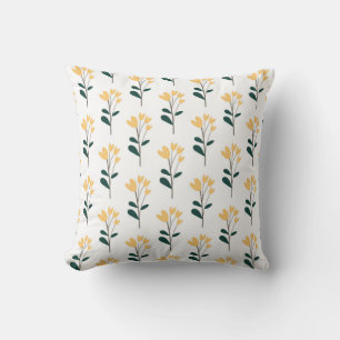 seamless botanical pattern with flowers in yellow throw pillow
